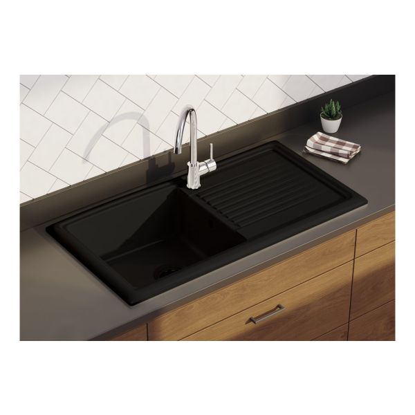 Prima 1B 1D Reversible Ceramic Sink - Black