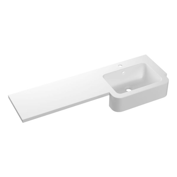 1242mm Standard Square One-Piece Basin & Overflow Ring - Left Hand