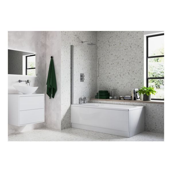 1400mm Radius Bath Screen - Chrome