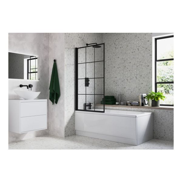 1400mm Square Grid Bath Screen - Black