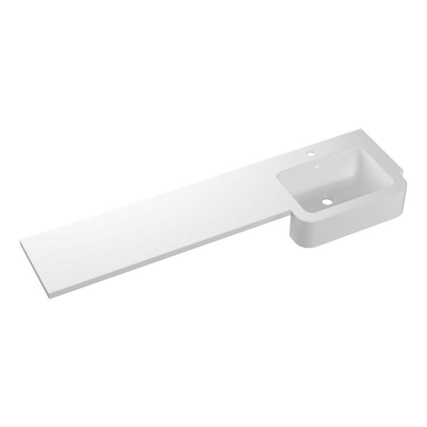 1542mm Standard Square One-Piece Basin & Overflow Ring - Right Hand