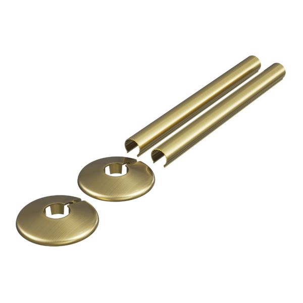 180x18mm Radiator Pipe Sleeves - Brushed Brass