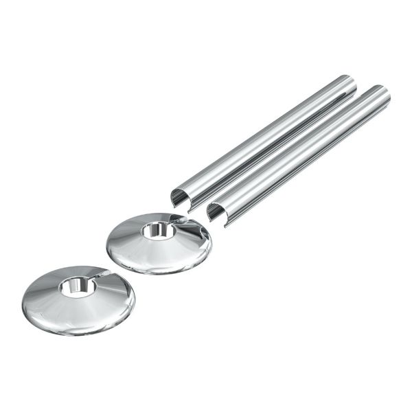 180x18mm Radiator Pipe Sleeves - Chrome