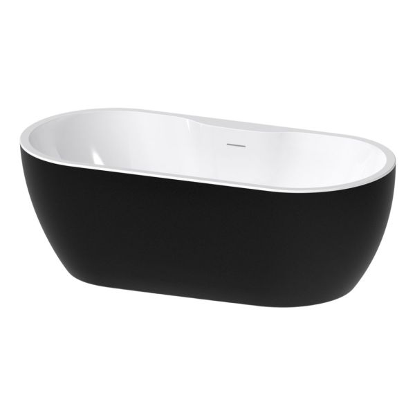 //2Go Freestanding 1650x745x580mm 0TH Bath - Gloss Black