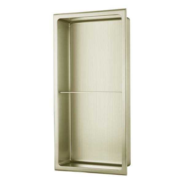 610x305mm Bathroom Niche - Brushed Brass