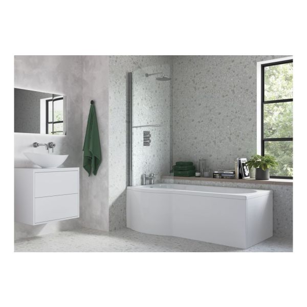 P Shape Bath Screen - Chrome