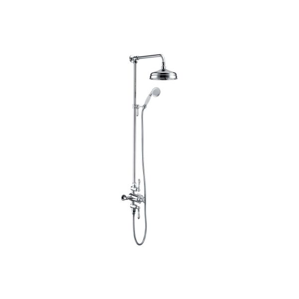 Verona Traditional Exposed Two Outlet Shower Valve w/Riser Kit & Overhead - Chrome