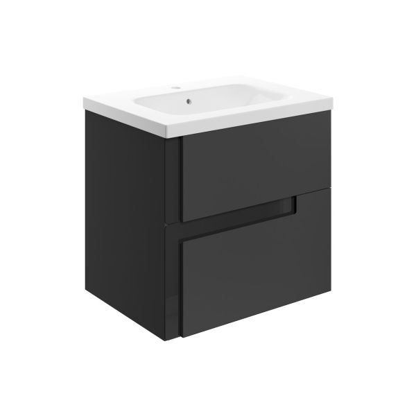 Aldo 615mm 2 Drawer Basin Unit & 1 Tap Hole White Basin