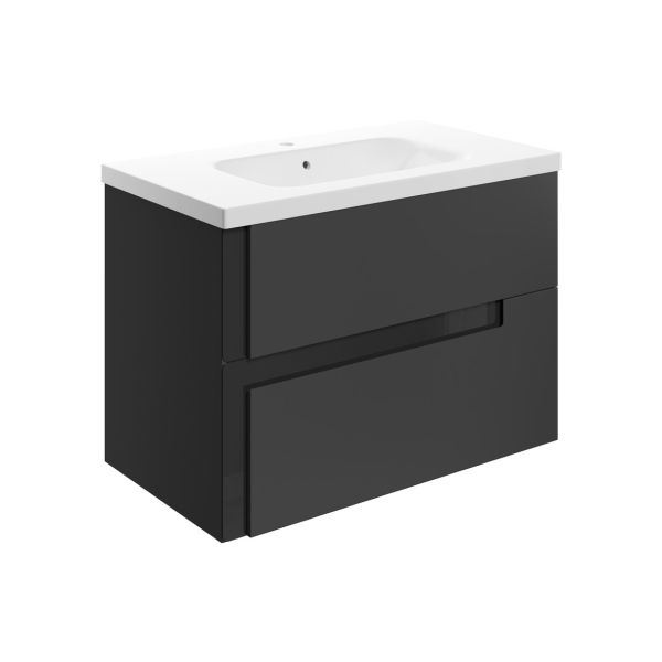 Aldo 815mm 2 Drawer Basin Unit & 1 Tap Hole White Basin