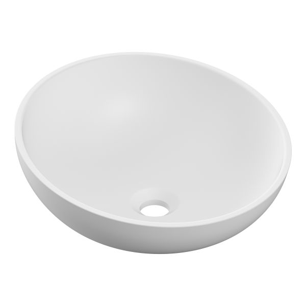 Brecon 380x380mm 0TH Resin Washbowl - White