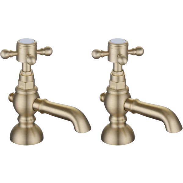 Colo Basin Pillar Taps - Brushed Brass