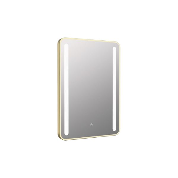 Aaria 500x700mm Rounded Front-Lit LED Mirror - Brushed Brass