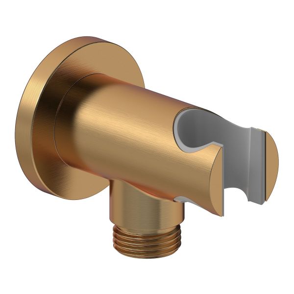 Altair Round Handset Wall Bracket with Wall Outlet - Brushed Bronze