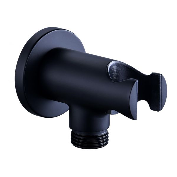 Altair Round Handset Wall Bracket with Wall Outlet - Matt Black