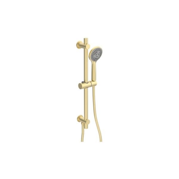 Altair Round Riser Rail Kit w/Elbow & 3 Mode Handset - Brushed Brass