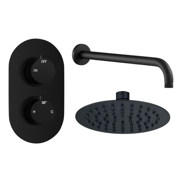 Altair Round Shower Valve & Kit Pack 1 - Matt Black