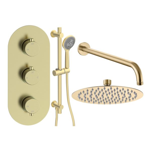 Altair Round Shower Valve & Kit Pack 3 - Brushed Brass