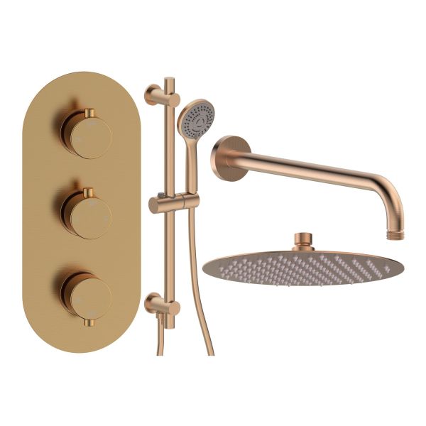 Altair Round Shower Valve & Kit Pack 3 - Brushed Bronze