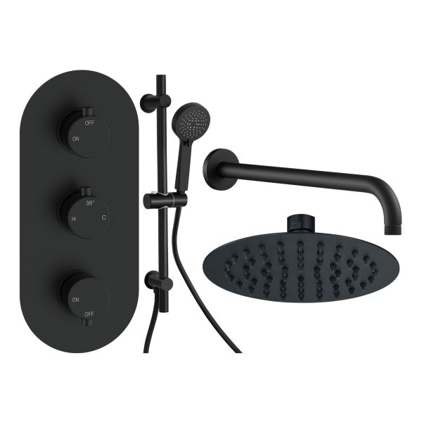 Altair Round Shower Valve & Kit Pack 3 - Matt Black