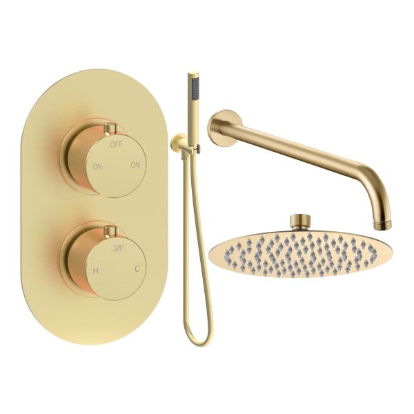 Altair Round Shower Valve & Kit Pack 4 - Brushed Brass