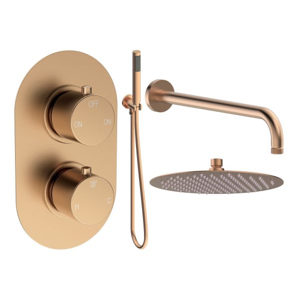 Altair Round Shower Valve & Kit Pack 4 - Brushed Bronze