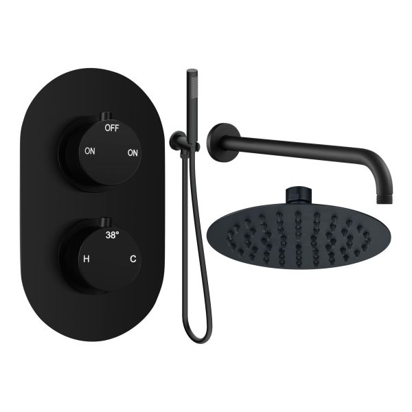 Altair Round Shower Valve & Kit Pack 4 - Matt Black