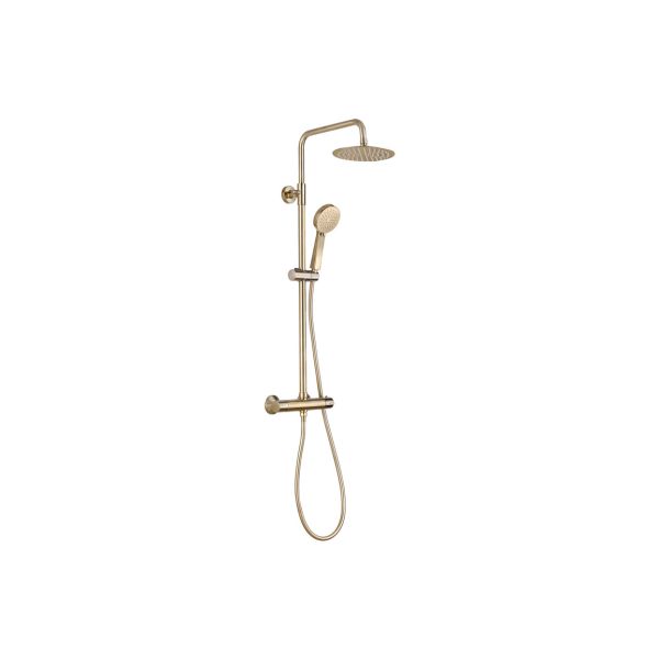 Altair Round Thermostatic Bar Mixer w/Riser Kit - Brushed Brass