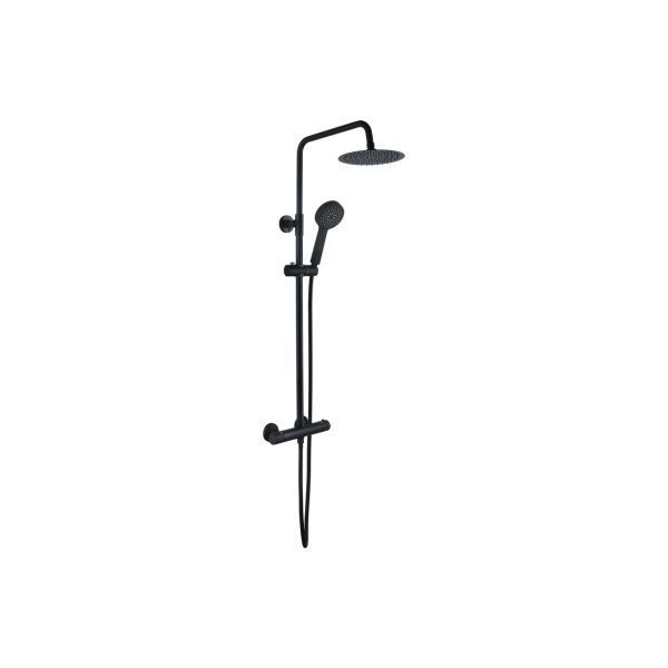Altair Round Thermostatic Bar Mixer w/Riser Kit - Matt Black