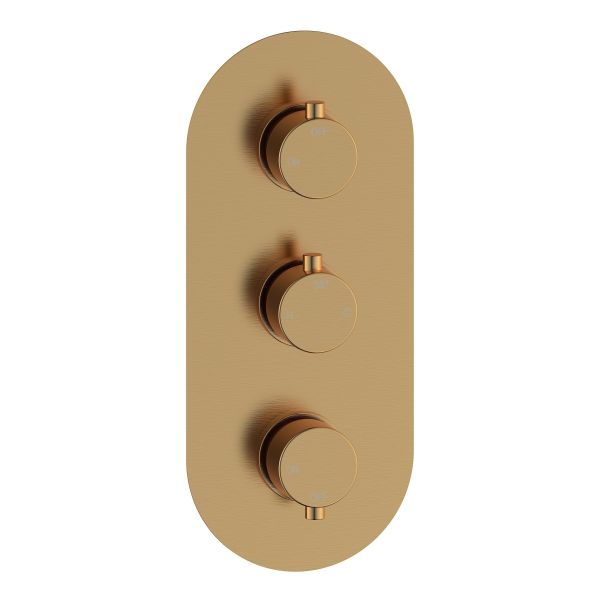 Altair Thermostatic Two Outlet Triple Shower Valve - Brushed Bronze