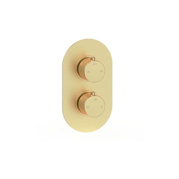 Altair Thermostatic Two Outlet Twin Shower Valve - Brushed Brass