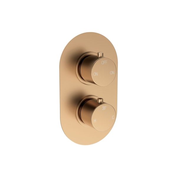 Altair Thermostatic Two Outlet Twin Shower Valve - Brushed Bronze
