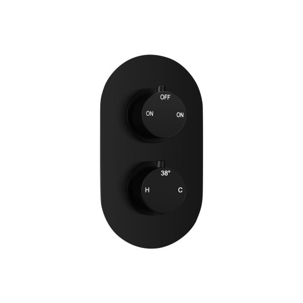 Altair Thermostatic Two Outlet Twin Shower Valve - Matt Black