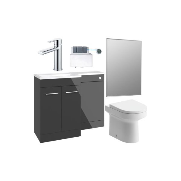 Andorra 1000mm Furniture & BTW WC Pack - Anthracite Gloss (LH)