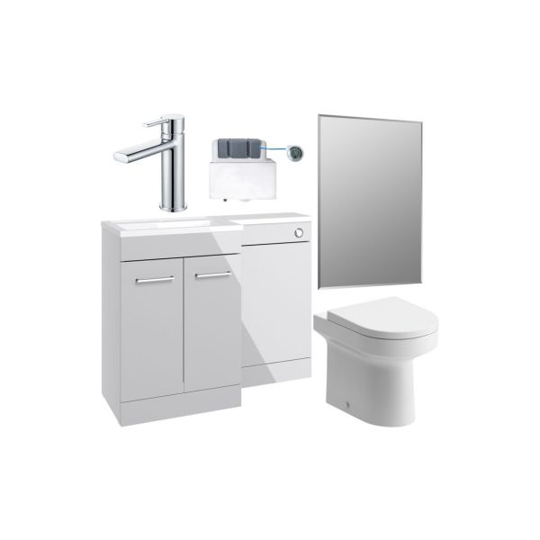 Andorra 1000mm Furniture & BTW WC Pack - Grey Gloss (LH)