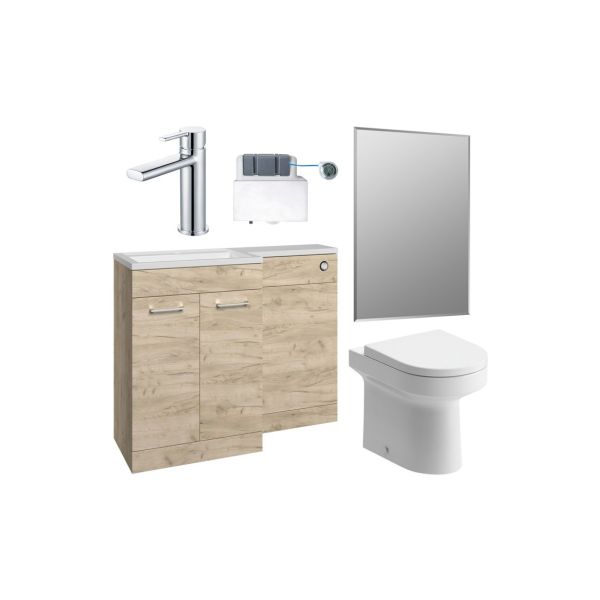 Andorra 1000mm Furniture & BTW WC Pack - Oak (LH)