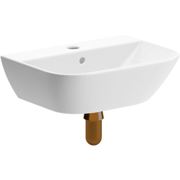 Caithness 450x320mm 1TH Cloakroom Basin & Brushed Bronze Bottle Trap