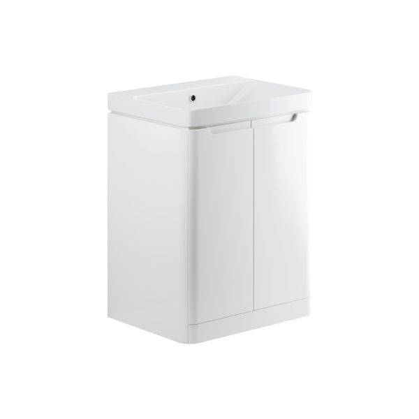 Como 605mm Floor Standing 2 Door Unit & 1 Tap Hole Basin