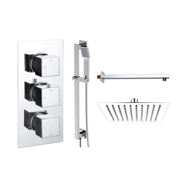 Cordelia Square Shower Valve & Kit Pack 3 - Chrome