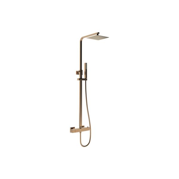 Cordelia Square Thermostatic Bar Mixer w/Riser Kit - Brushed Bronze