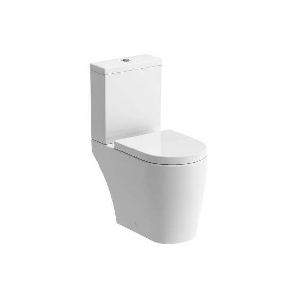 Crina Rimless Close Coupled Open Back WC & Soft Close Seat