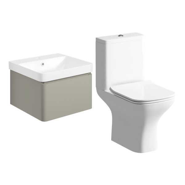 Gloucester 500mm Basin Unit & Rimless Close Coupled WC Pack - Matt Latte