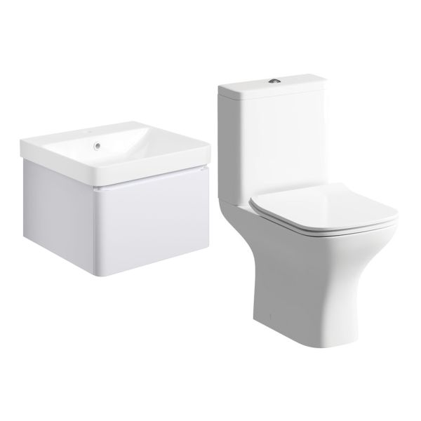 Gloucester 500mm Basin Unit & Rimless Close Coupled WC Pack - Matt White