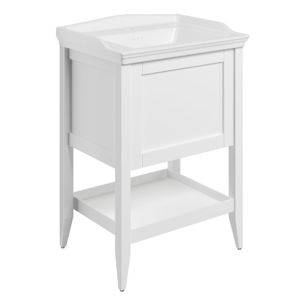 Holywell 650mm Floor Standing 1 Drawer Basin Unit w/Basin - Matt White