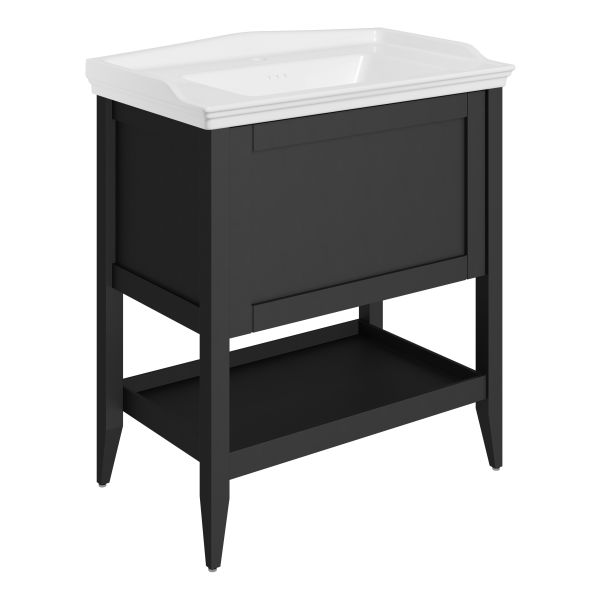 Holywell 800mm Floor Standing 1 Drawer Basin Unit w/Basin - Matt Anthracite