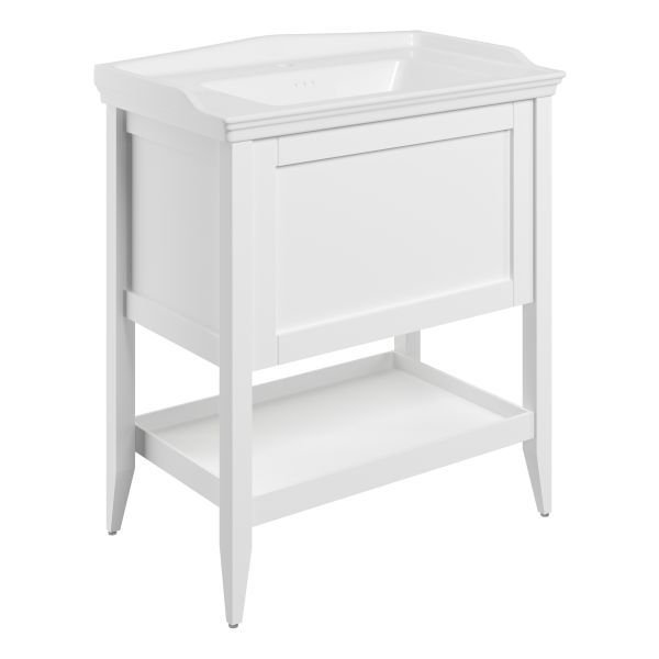 Holywell 800mm Floor Standing 1 Drawer Basin Unit w/Basin - Matt White
