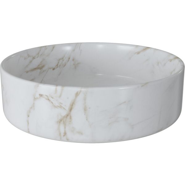 Izabela 355mm Ceramic Round Washbowl & Waste - Marble Effect