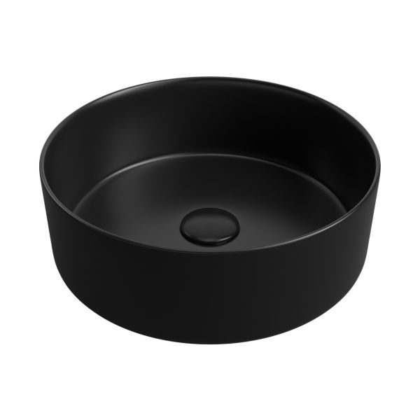 Izabela 355mm Ceramic Round Washbowl & Waste - Matt Black