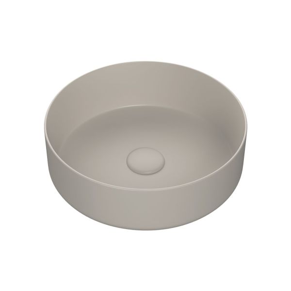 Izabela 355mm Ceramic Round Washbowl & Waste - Matt Latte
