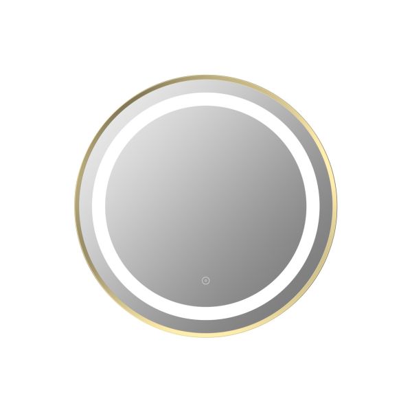 Kestral 600mm Round Front-Lit LED Mirror - Brushed Brass