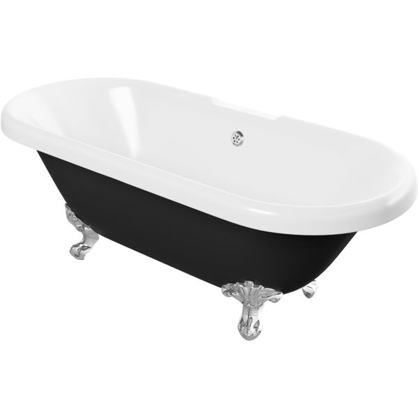 Kingston Freestanding 1690x740x620mm 2TH Bath w/Feet - Black